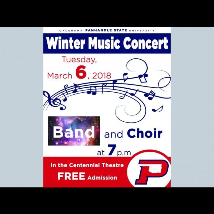 The Oklahoma Panhandle State University Band and Choir will perform Tuesday, March 6th in Centennial Theatre at 7 p.m.