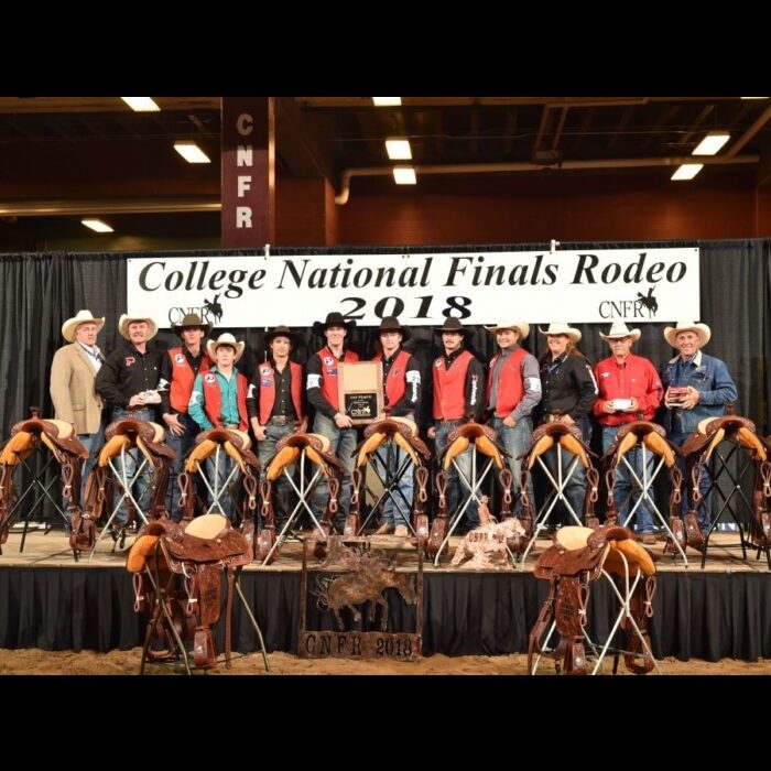 The Panhandle State Men's Rodeo team secured the University's second consecutive National Title on Saturday night, June 16th at the CNFR in Casper, Wyo. This championship took the University's tally to seven with previous titles in 1997, 1998, 2000, 2004, 2013, 2017, and now 2018. —Photo by Dan Hubbell