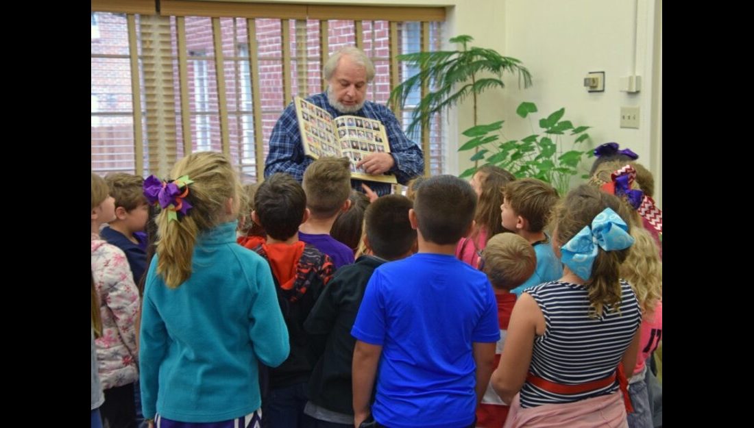 Tony Hardman reads to Elementary Students — Photo by Danae Moore