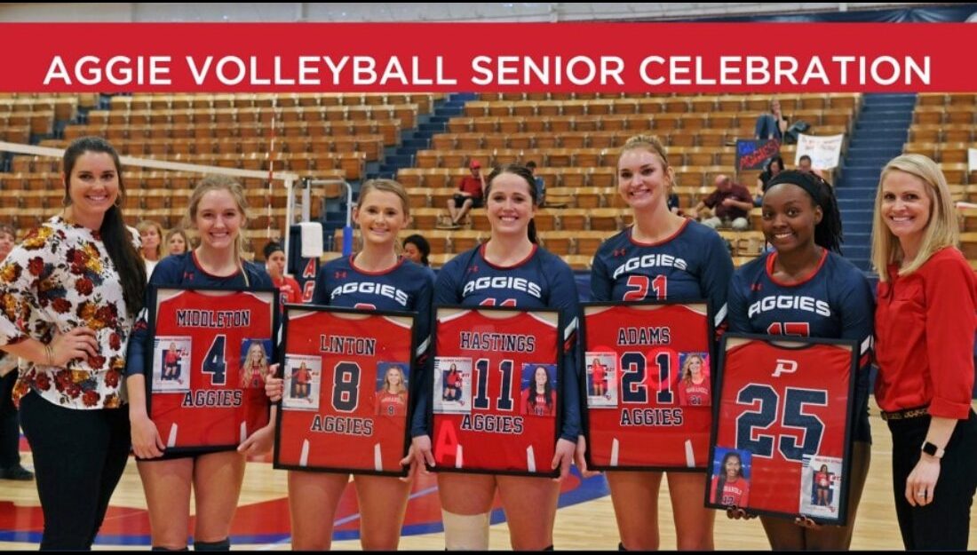 From left: Assistant Coach Shelby Bartley; Seniors-Summer Middleton, Madison Linton, Lauren Hastings, Courtney Adams, Meldoy Ethley; Head Coach Signe Coombs - Hannah Haase photo 