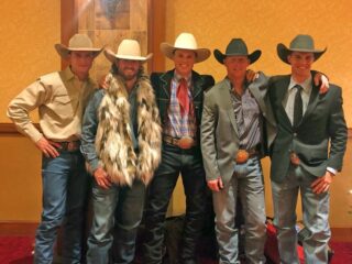 Five former Oklahoma Panhandle State University cowboys have earned their spot at the Wrangler National Finals Rodeo (WNFR) December 6-15 inside the Thomas and Mack Center at Las Vegas. Left to right: Clay Elliott, Cort Scheer, Joe Frost, Taos Muncy, and Orin Larsen — Courtesy photo