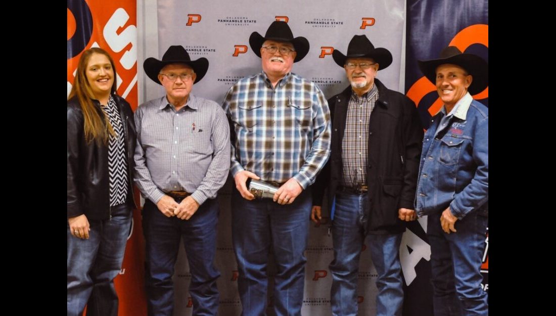 Panhandle State's Rodeo Team Top Hand Sponsor of the Year was given out to Lanny Wilson, Mike Branson, and Jack Strain at the annual Top Hand Auction. —Photo by Meghan Gates
