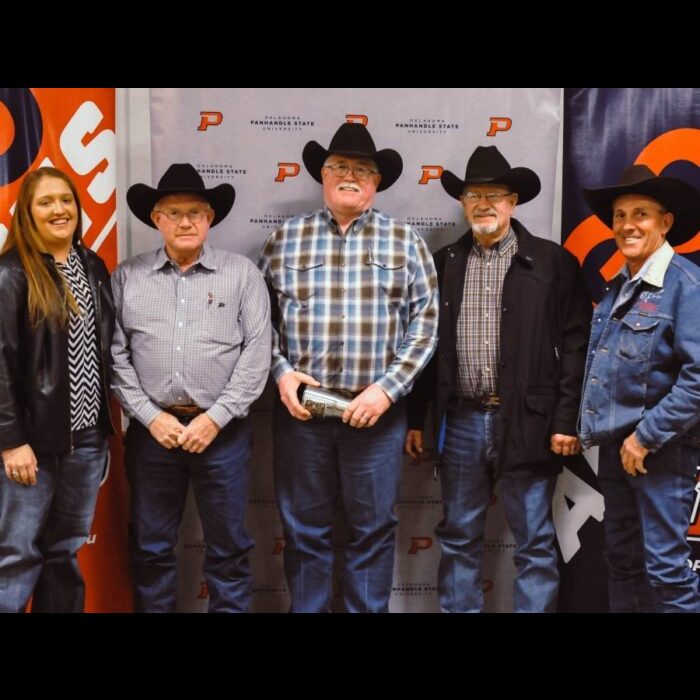 Panhandle State's Rodeo Team Top Hand Sponsor of the Year was given out to Lanny Wilson, Mike Branson, and Jack Strain at the annual Top Hand Auction. —Photo by Meghan Gates