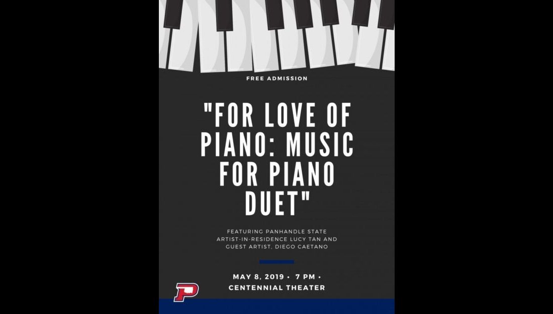 A special piano performance, “For Love of Piano: Music For Piano Duet,” is scheduled for Wednesday, May 8, 2019, at 7 p.m. in Centennial Theatre.