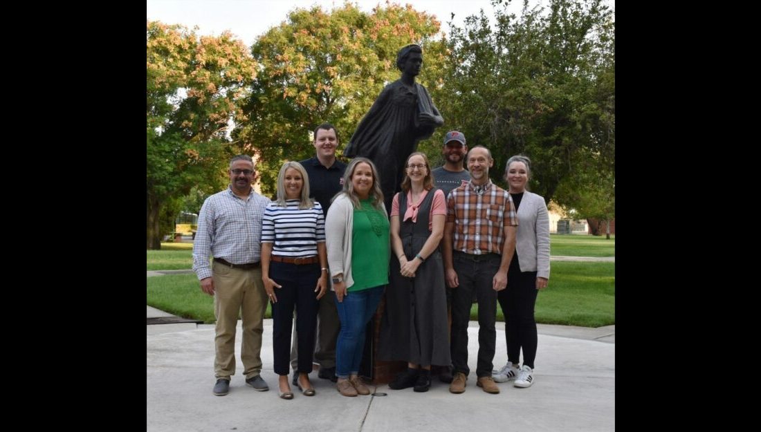 Left to Right: Tito Aznar, Dean Sarah Green, Dillon Schoenhals, Dean Amber Glass, Laura Leiter, Brent Shoulders, Dr. Patrick Maille, and Provost Dr. Julie Dinger.