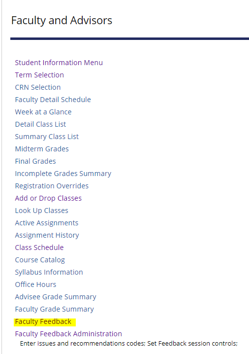 Faculty Feedback