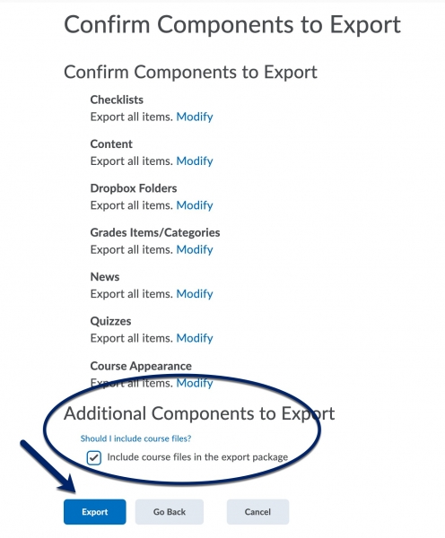 Additional Components to Export