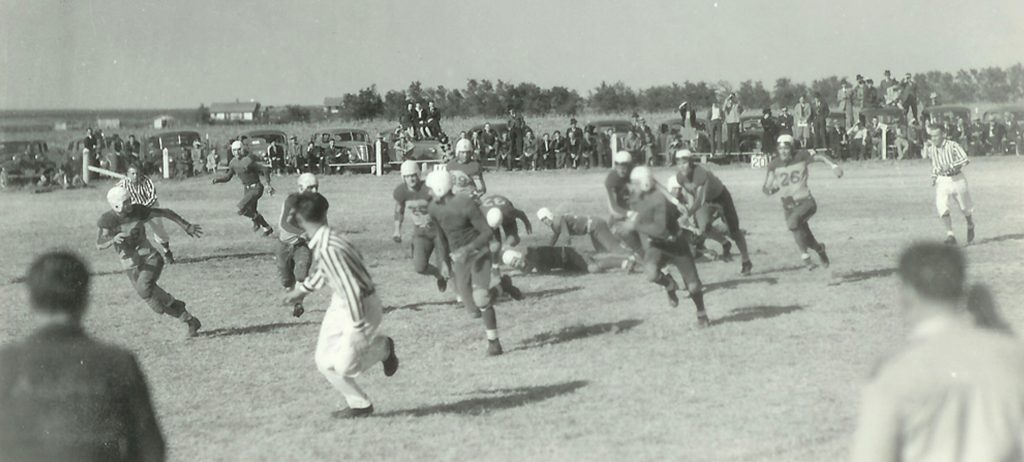 Historical photo of an Aggie football game