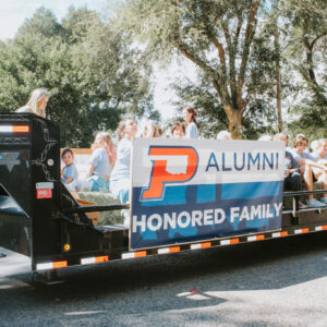 OPSU Alumni Honored Family parade float featuring the Oblander family.