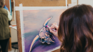 OPSU Art Student's pastel drawing of a cow skull